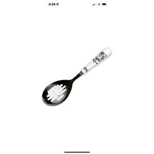 New PORTMEIRION Botanic Garden Stainless Steel 10” Slotted Spoon Porcelain Handl